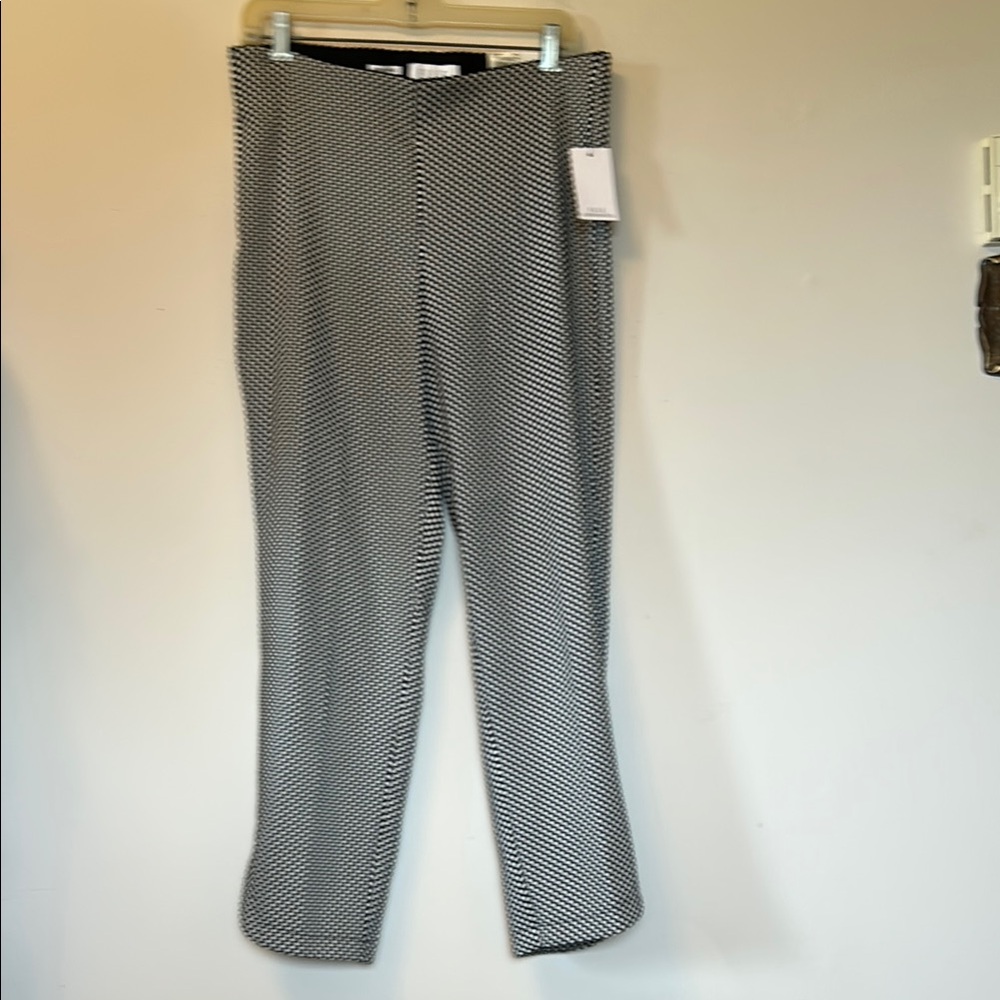 Elle black/ white polka dot pull on stretch pants skinny ankle mid rise size L